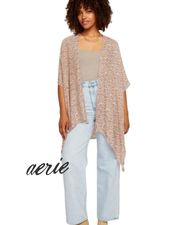 aerie Tops - Leopard Print Kimono/ Duster by Aerie